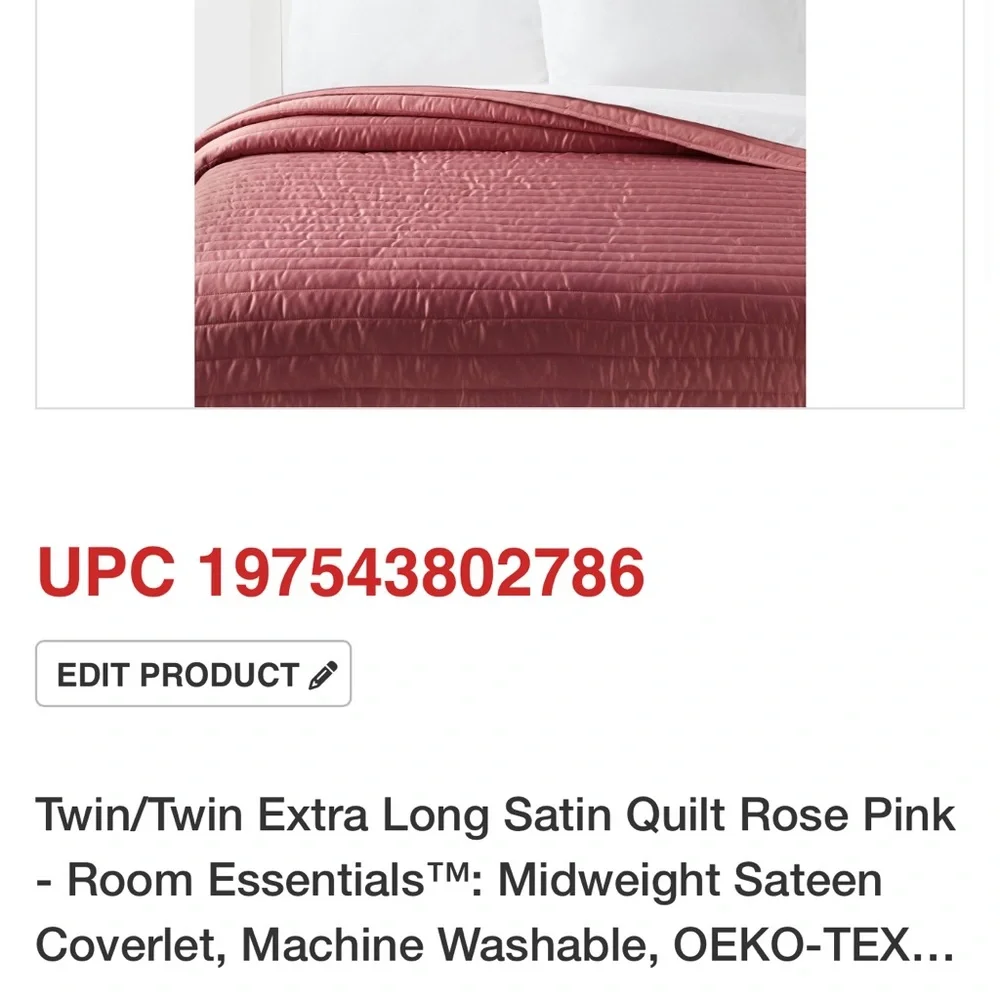 Room Essentials Pink Quilted Bedding